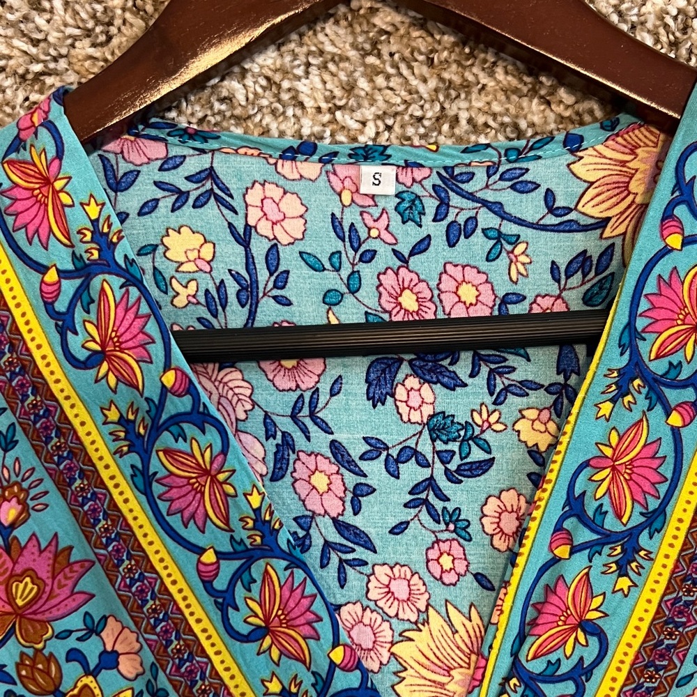 Floral Blue Mini Dress - Picture 2 of 9